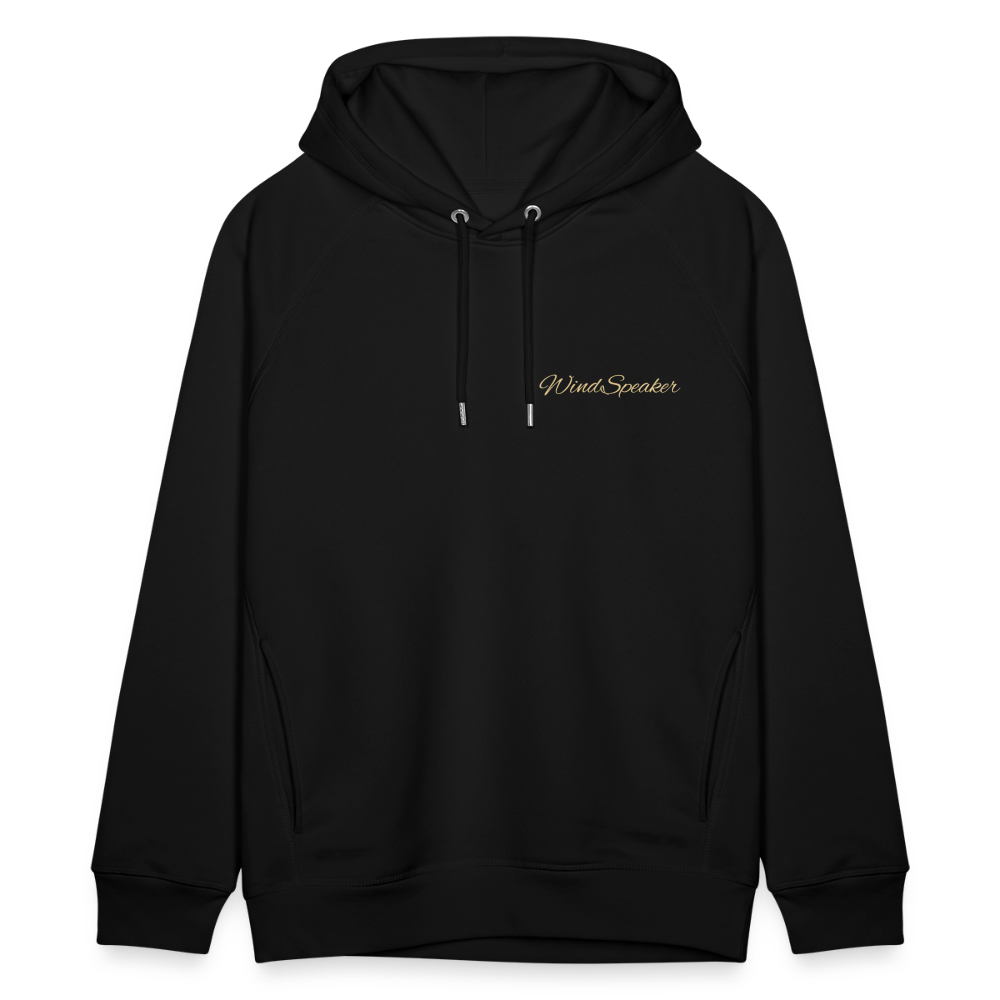 WindSpeaker Unisex Organic Hoodie by Stanley & Stella (2x Gold logo) - black