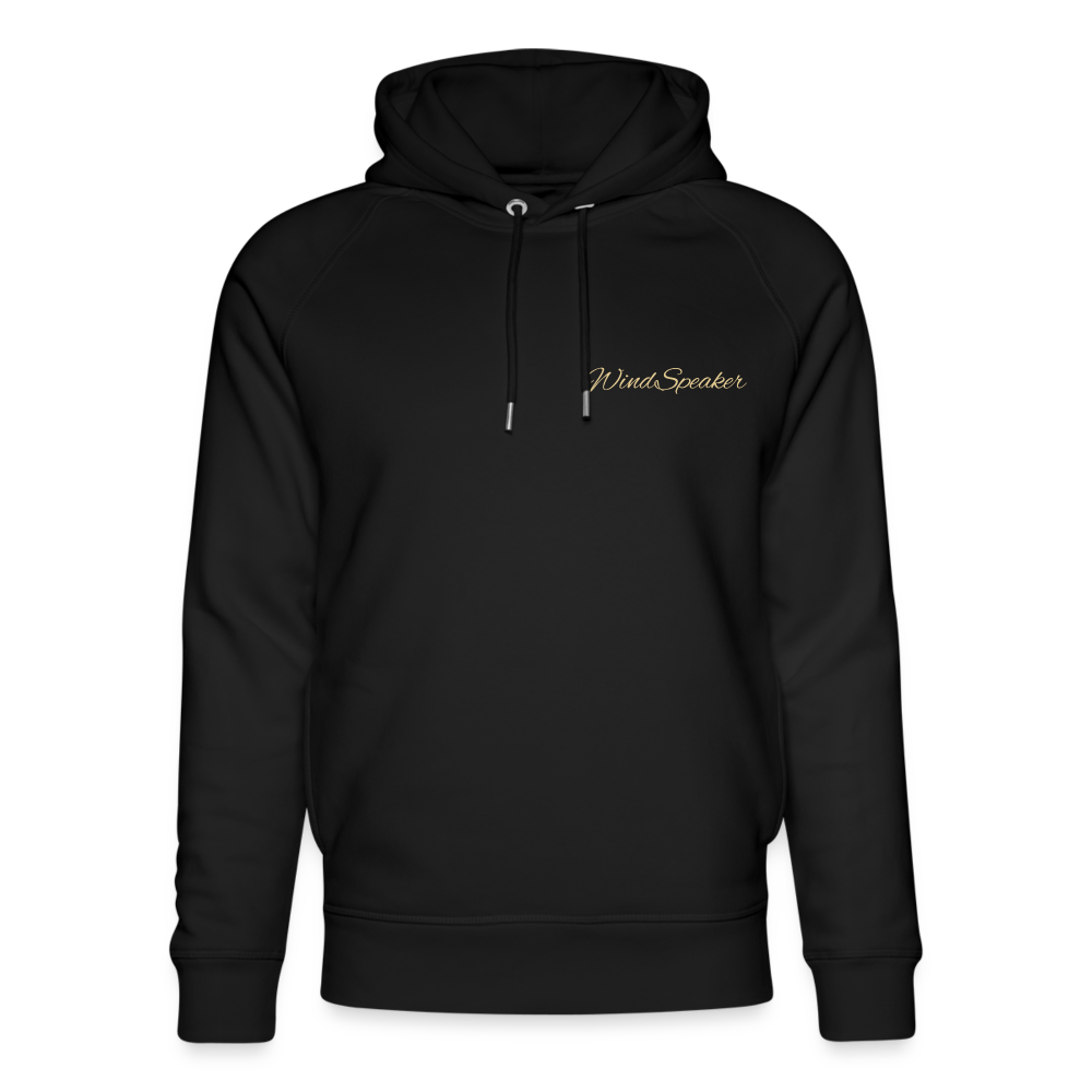WindSpeaker Unisex Organic Hoodie by Stanley & Stella (2x Gold logo) - black