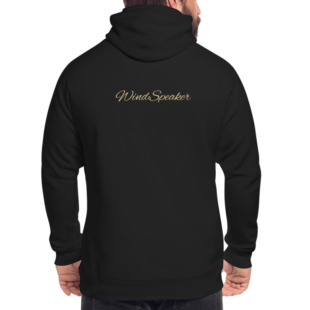 WindSpeaker Unisex Organic Hoodie by Stanley & Stella (2x Gold logo) - black
