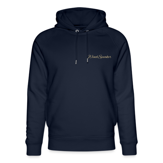 WindSpeaker Unisex Organic Hoodie by Stanley & Stella (2x Gold logo) - navy
