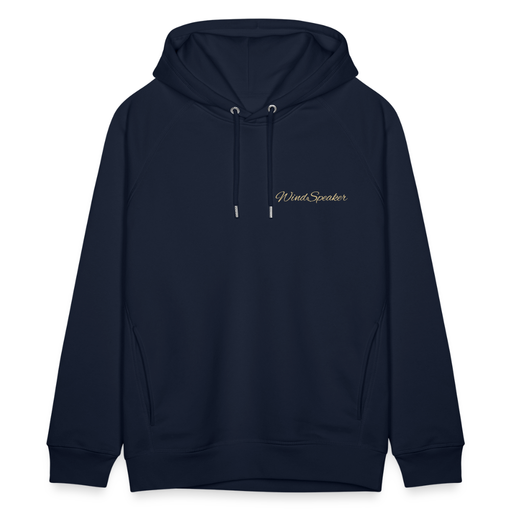 WindSpeaker Unisex Organic Hoodie by Stanley & Stella (2x Gold logo) - navy