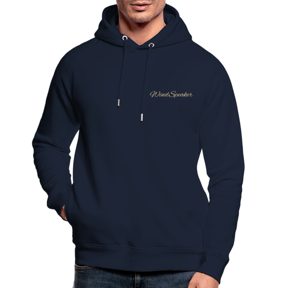 WindSpeaker Unisex Organic Hoodie by Stanley & Stella (2x Gold logo) - navy