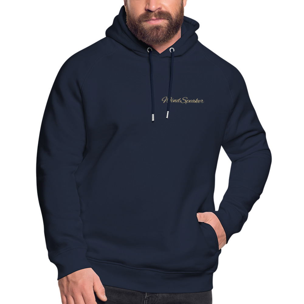 WindSpeaker Unisex Organic Hoodie by Stanley & Stella (2x Gold logo) - navy