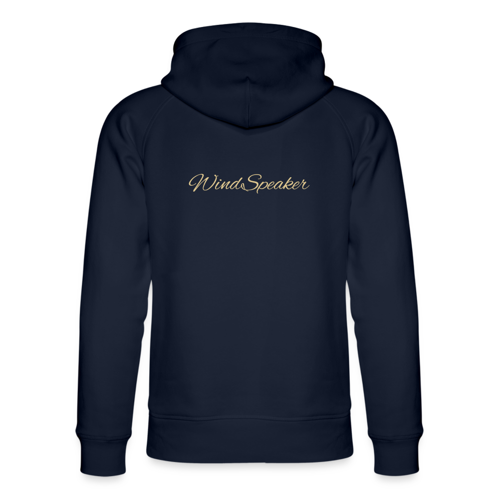 WindSpeaker Unisex Organic Hoodie by Stanley & Stella (2x Gold logo) - navy