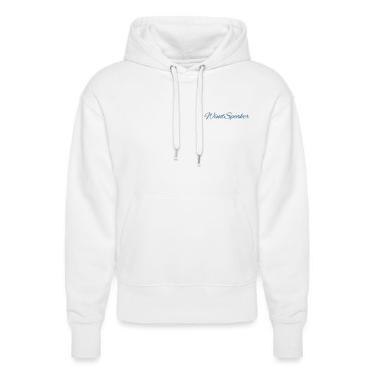 WindSpeaker Stanley/Stella SLAMMER Unisex Relaxed Fit Organic Hoodie (2x Blue logo) - white
