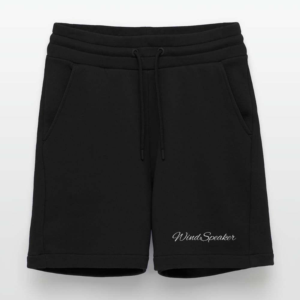 WindSpeaker Organic Relaxed Shorts Made in EU (white logo) - SOLID BLACK