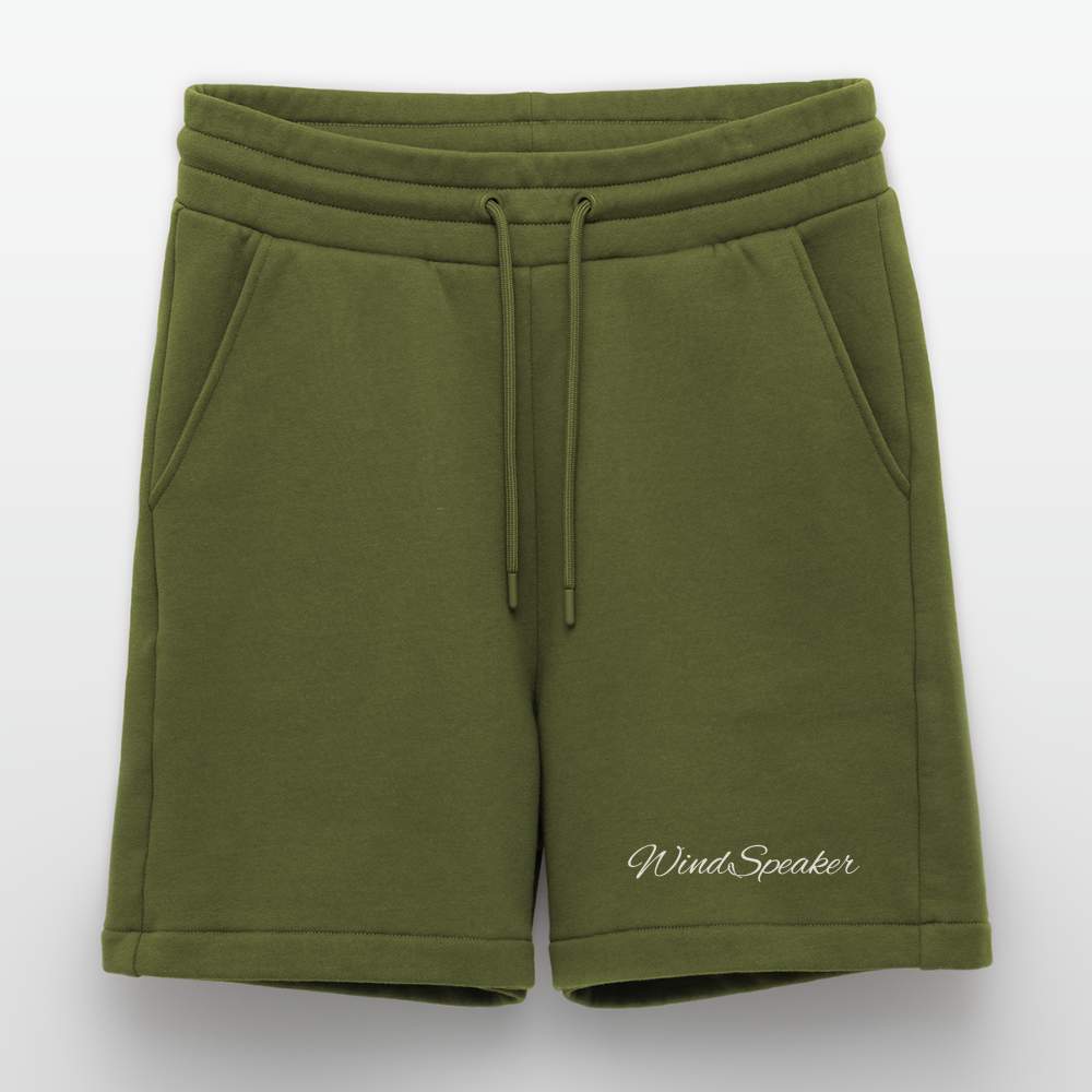 WindSpeaker Organic Relaxed Shorts Made in EU (white logo) - MOSS GREEN
