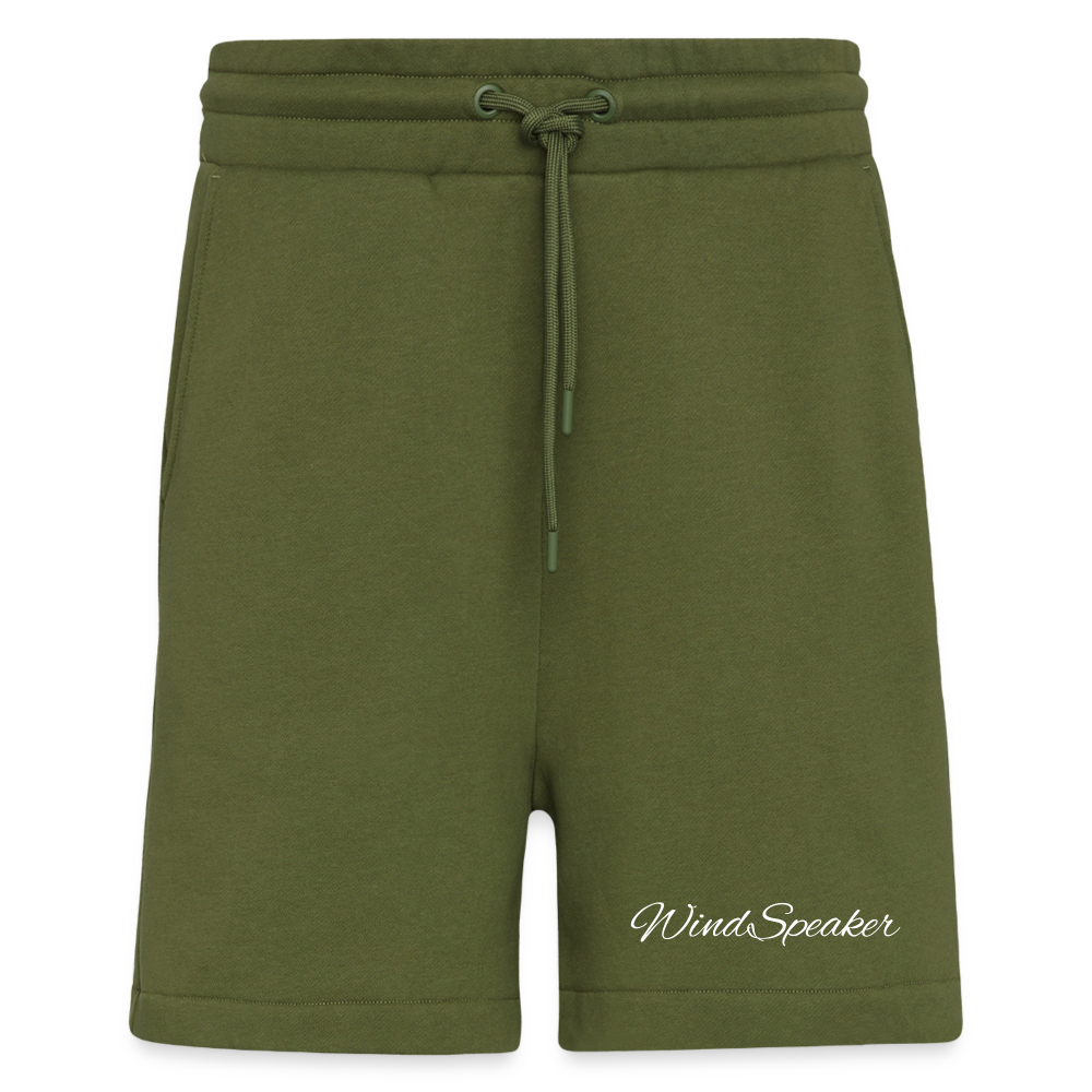 WindSpeaker Organic Relaxed Shorts Made in EU (white logo) - MOSS GREEN