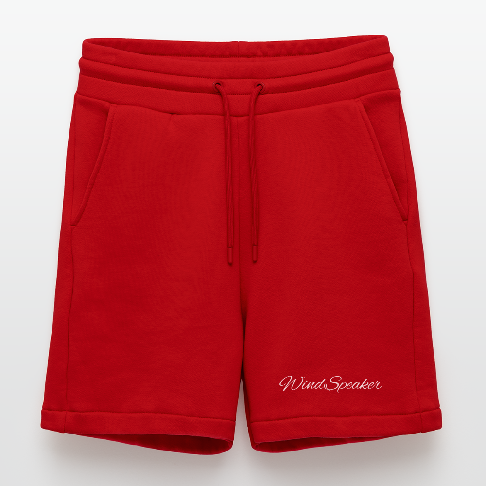 WindSpeaker Organic Relaxed Shorts Made in EU (white logo) - red