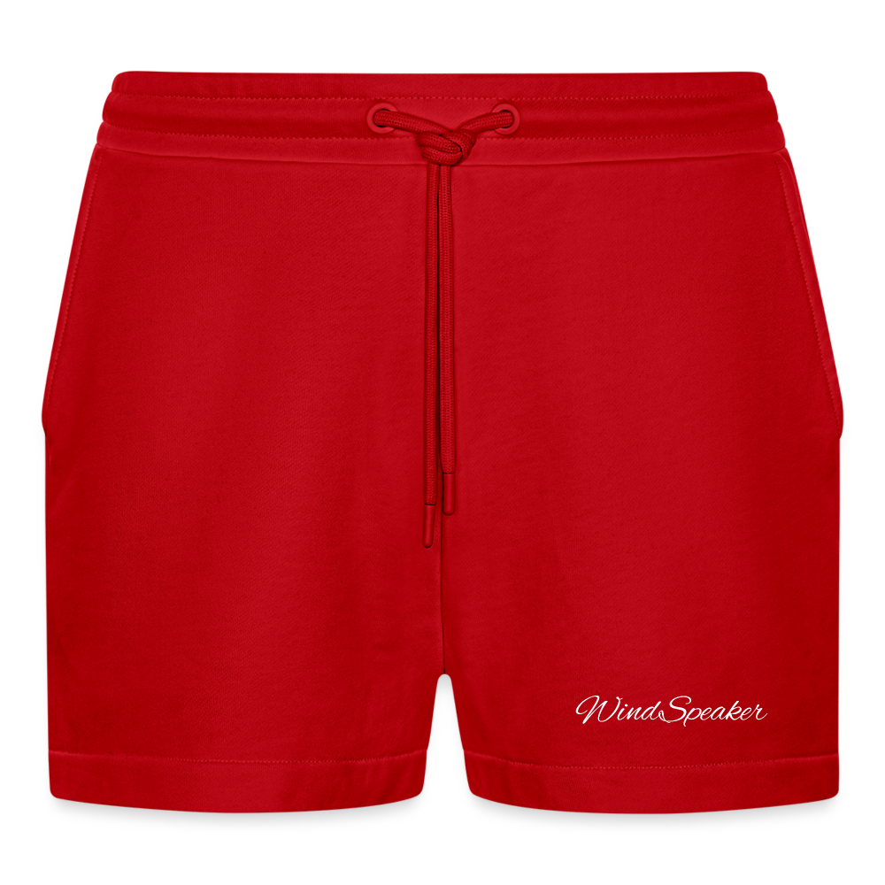 WindSpeaker Organic Relaxed Cropped Shorts Made in EU (white logo) - red
