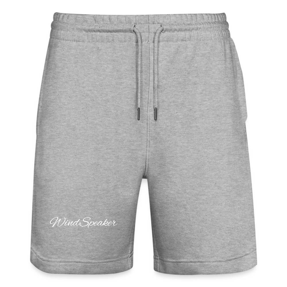 WindSpeaker Stanley/Stella Trainer Unisex Organic Jogging Shorts (white logo) - heather grey