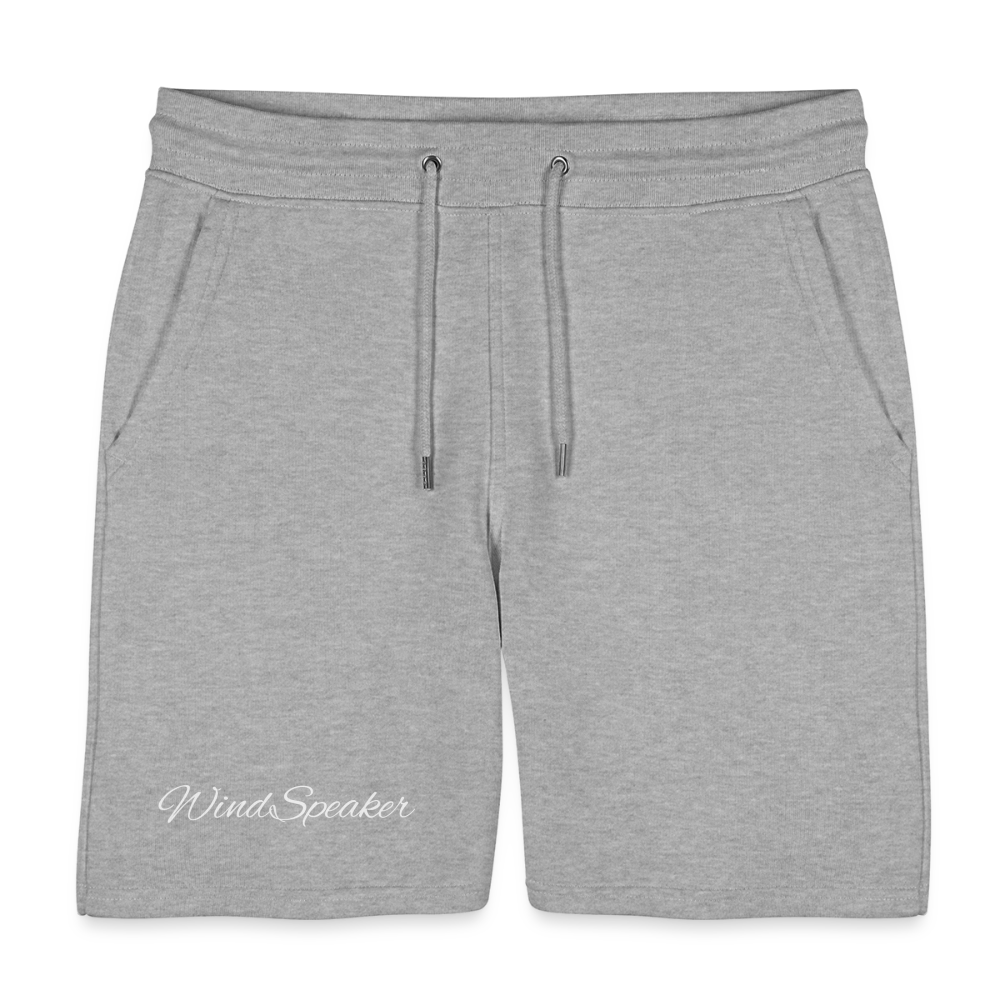 WindSpeaker Stanley/Stella Trainer Unisex Organic Jogging Shorts (white logo) - heather grey