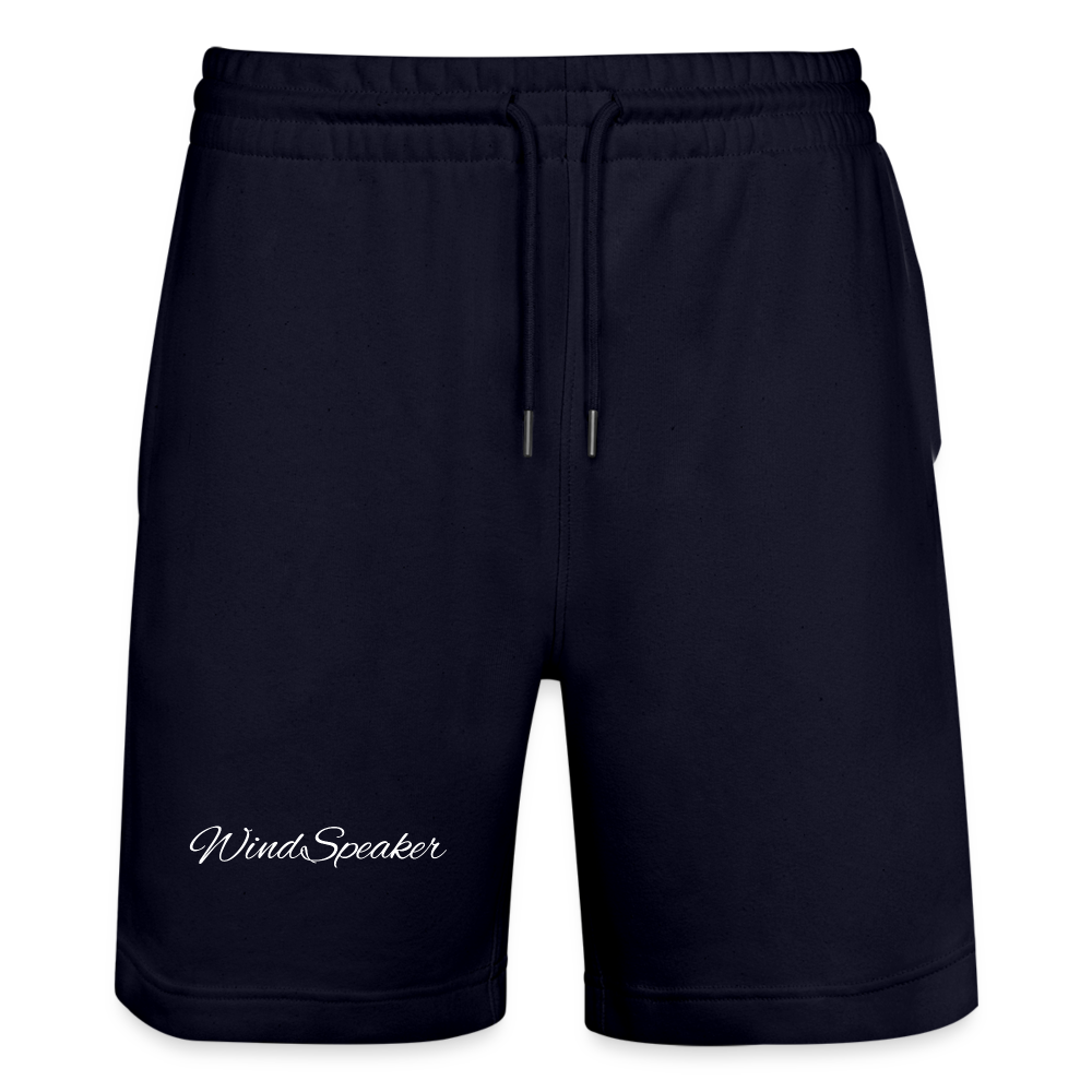 WindSpeaker Stanley/Stella Trainer Unisex Organic Jogging Shorts (white logo) - dark navy