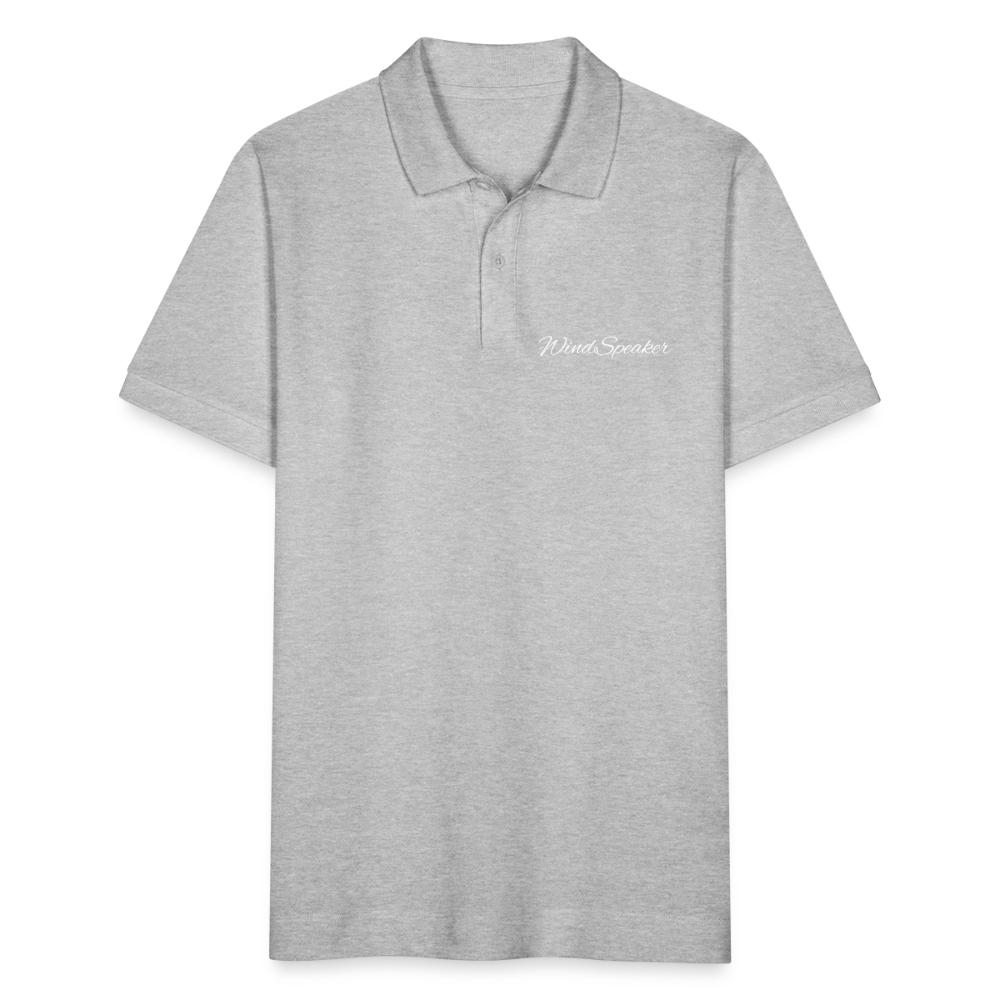 WindSpeaker Stanley/Stella PREPSTER Organic Unisex Polo Shirt (White logo) - heather grey