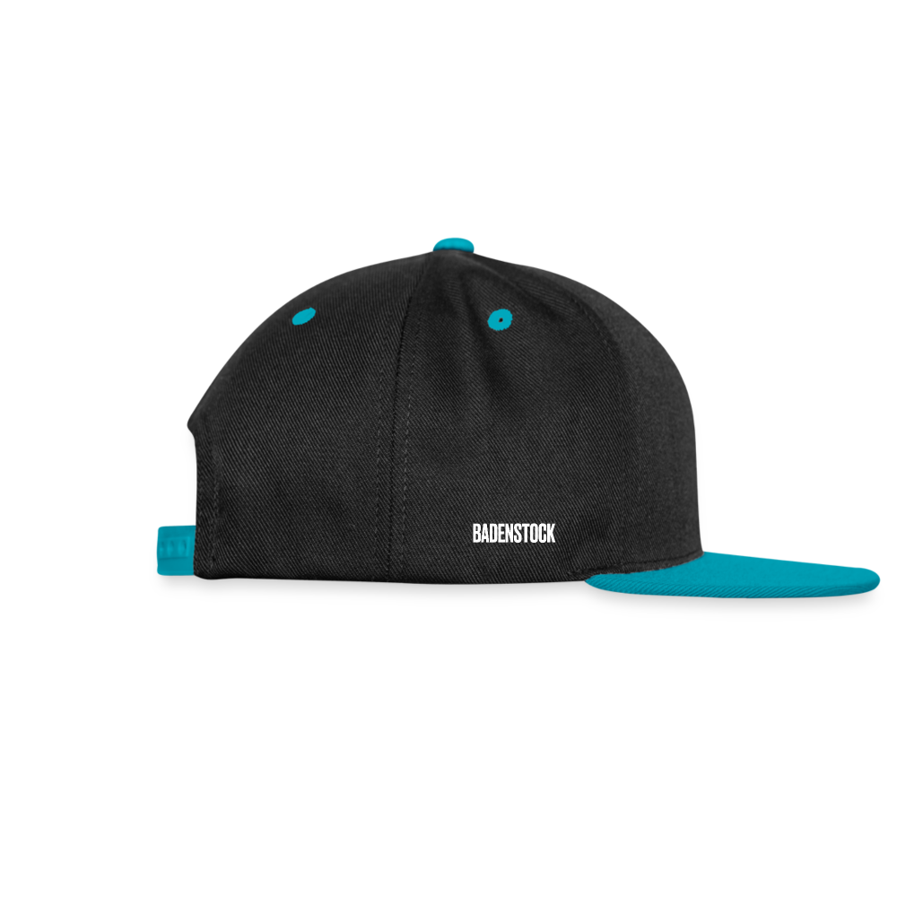 Badenstock Contrast Snapback Cap white logo on side - black/teal