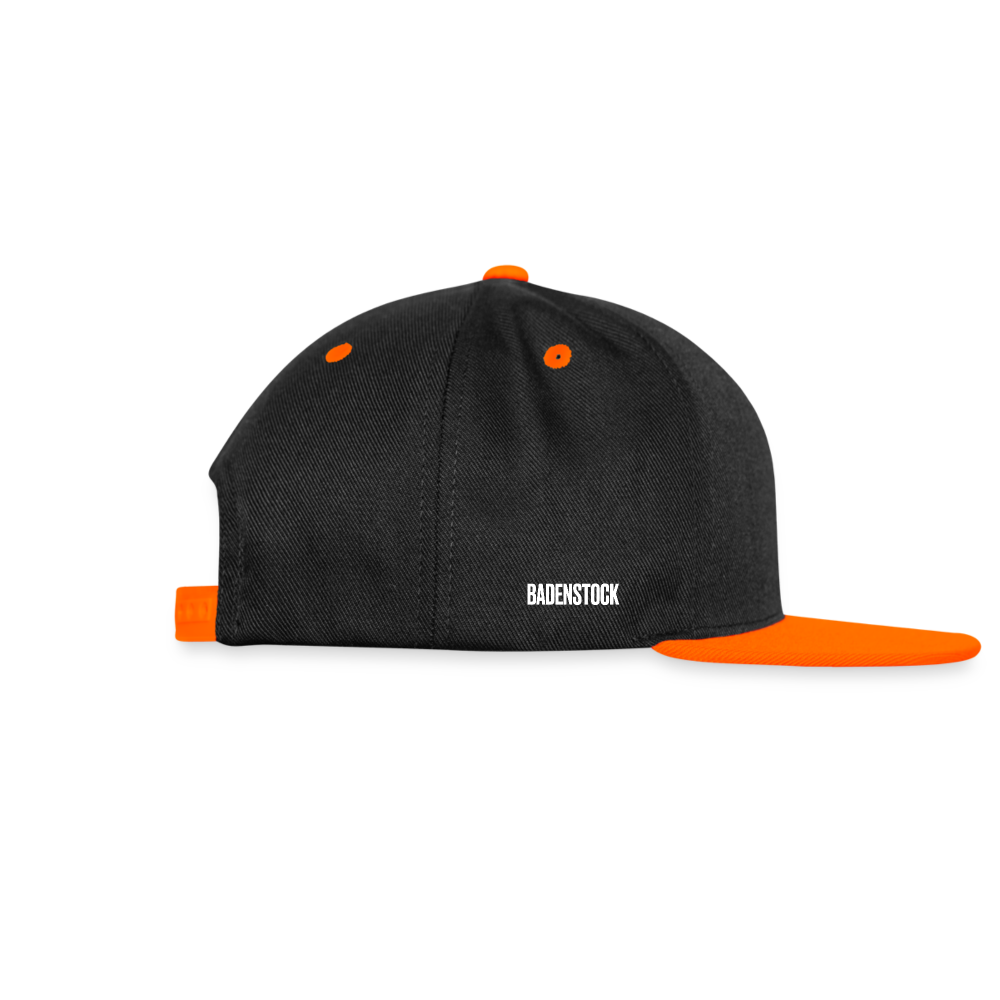 Badenstock Contrast Snapback Cap white logo on side - black/neon orange