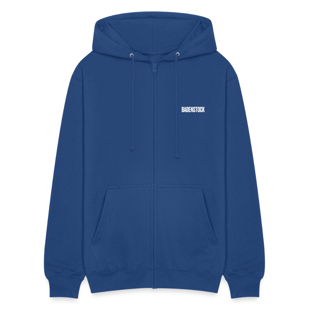 Badenstock Unisex Hooded Jacket white logo on front - royal blue