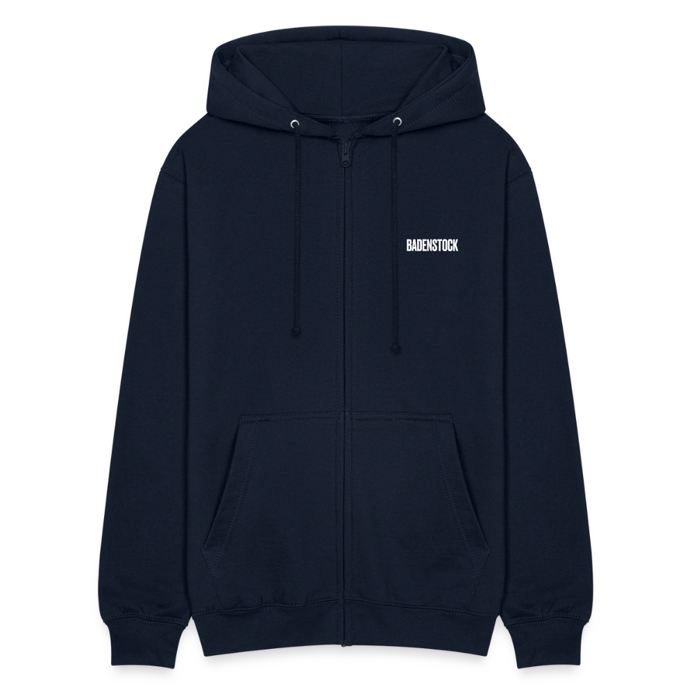 Badenstock Unisex Hooded Jacket white logo on front - navy