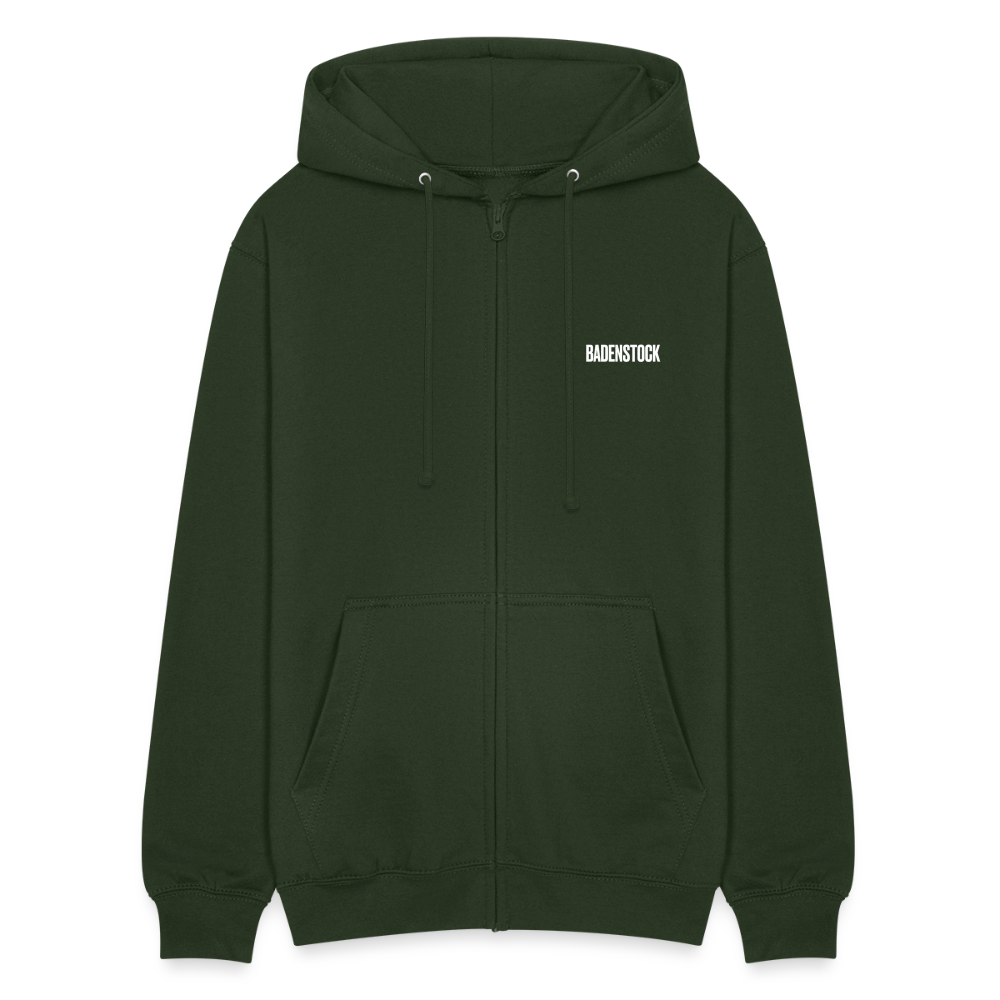 Badenstock Unisex Hooded Jacket white logo on front - forest green