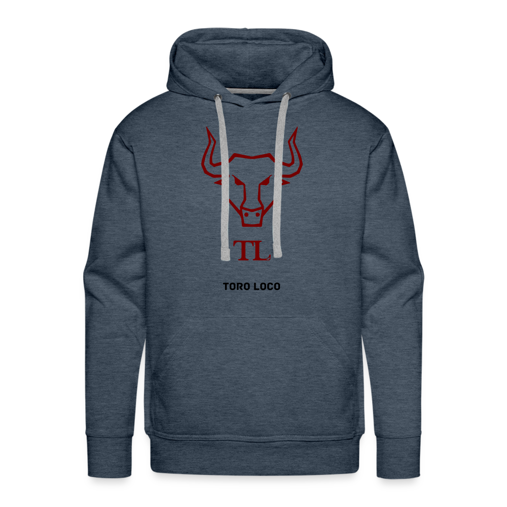Toro Loco Men’s Premium Hoodie (Red Logo) - heather denim
