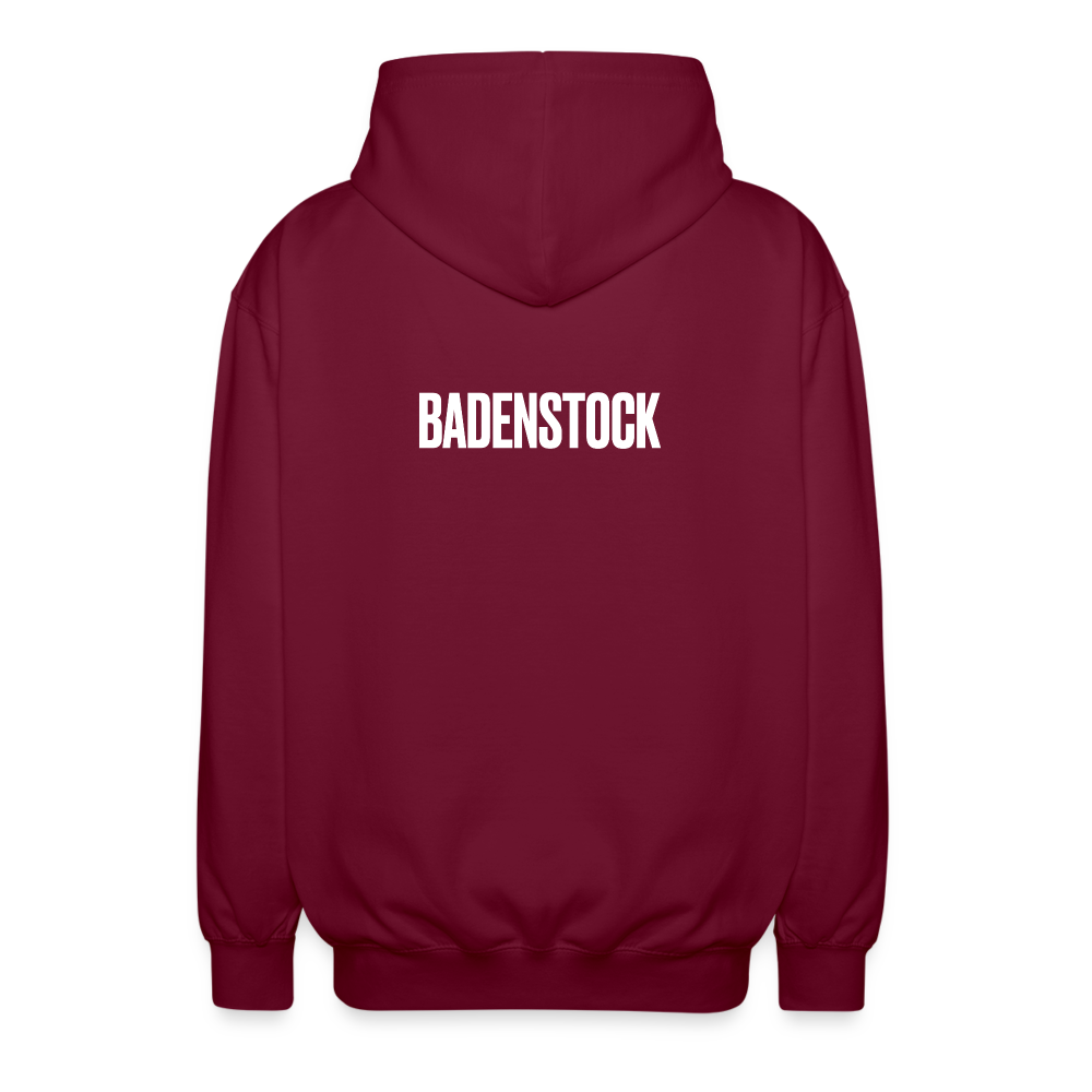 BS front + Badenstock Back Unisex Hooded Jacket - bordeaux