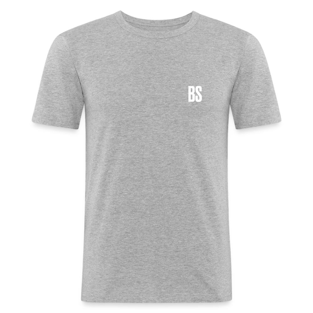 BS front & Badenstock Back Men's Slim Fit T-Shirt - heather grey