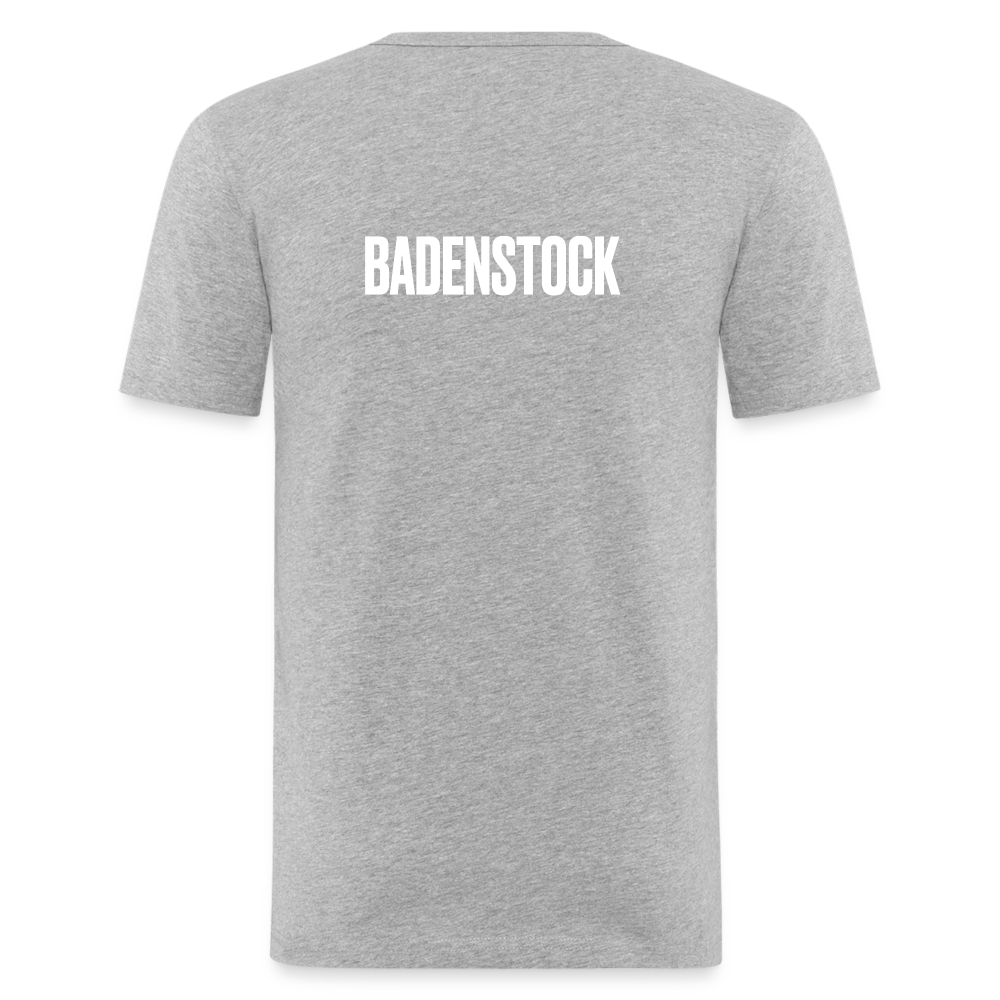 BS front & Badenstock Back Men's Slim Fit T-Shirt - heather grey