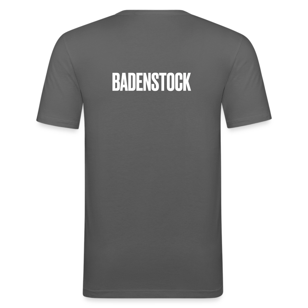 BS front & Badenstock Back Men's Slim Fit T-Shirt - graphite grey