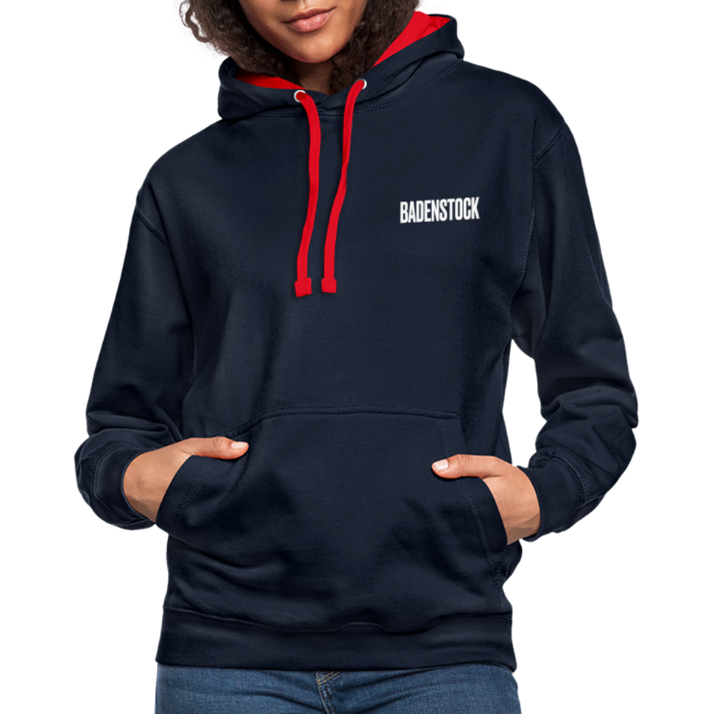 Badenstock Contrast Colour Hoodie (unisex) - navy/red