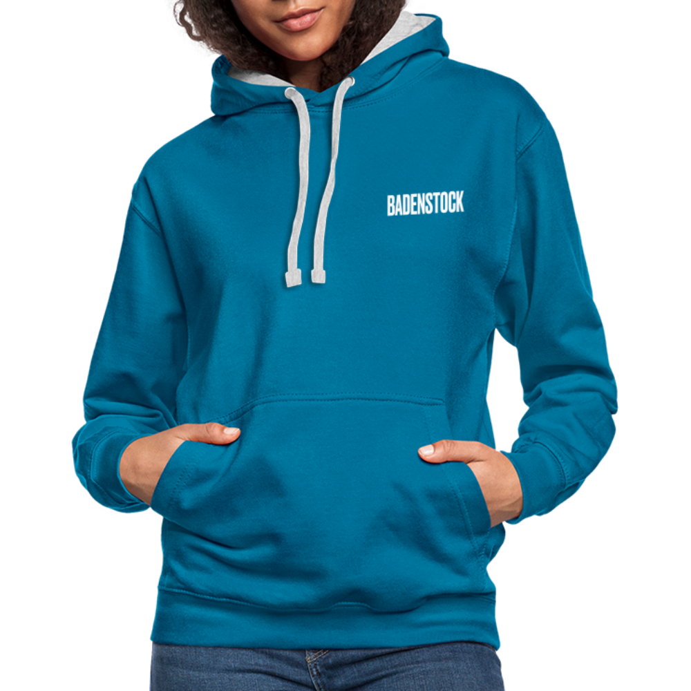 Badenstock Contrast Colour Hoodie (unisex) - peacock blue/heather grey