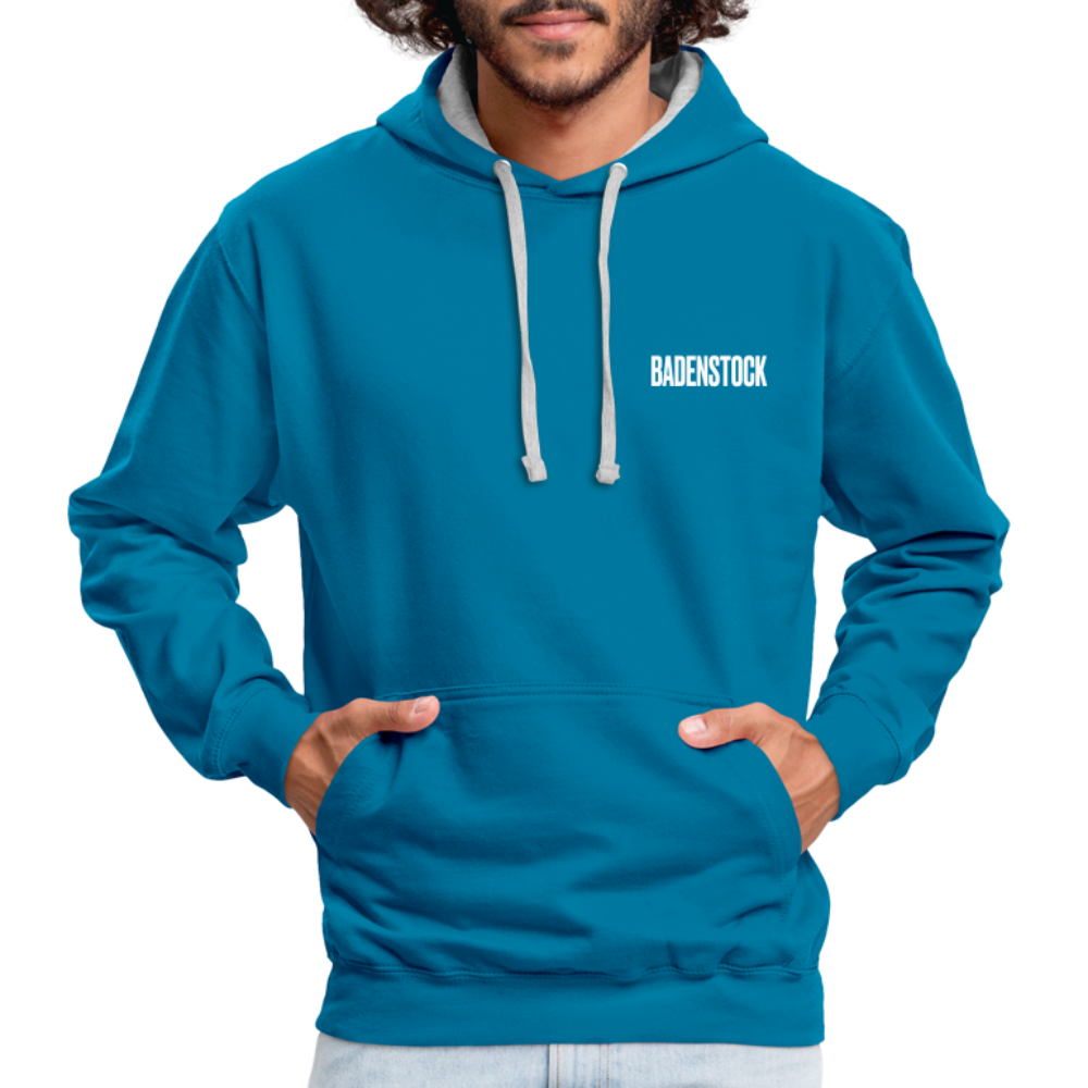 Badenstock Contrast Colour Hoodie (unisex) - peacock blue/heather grey