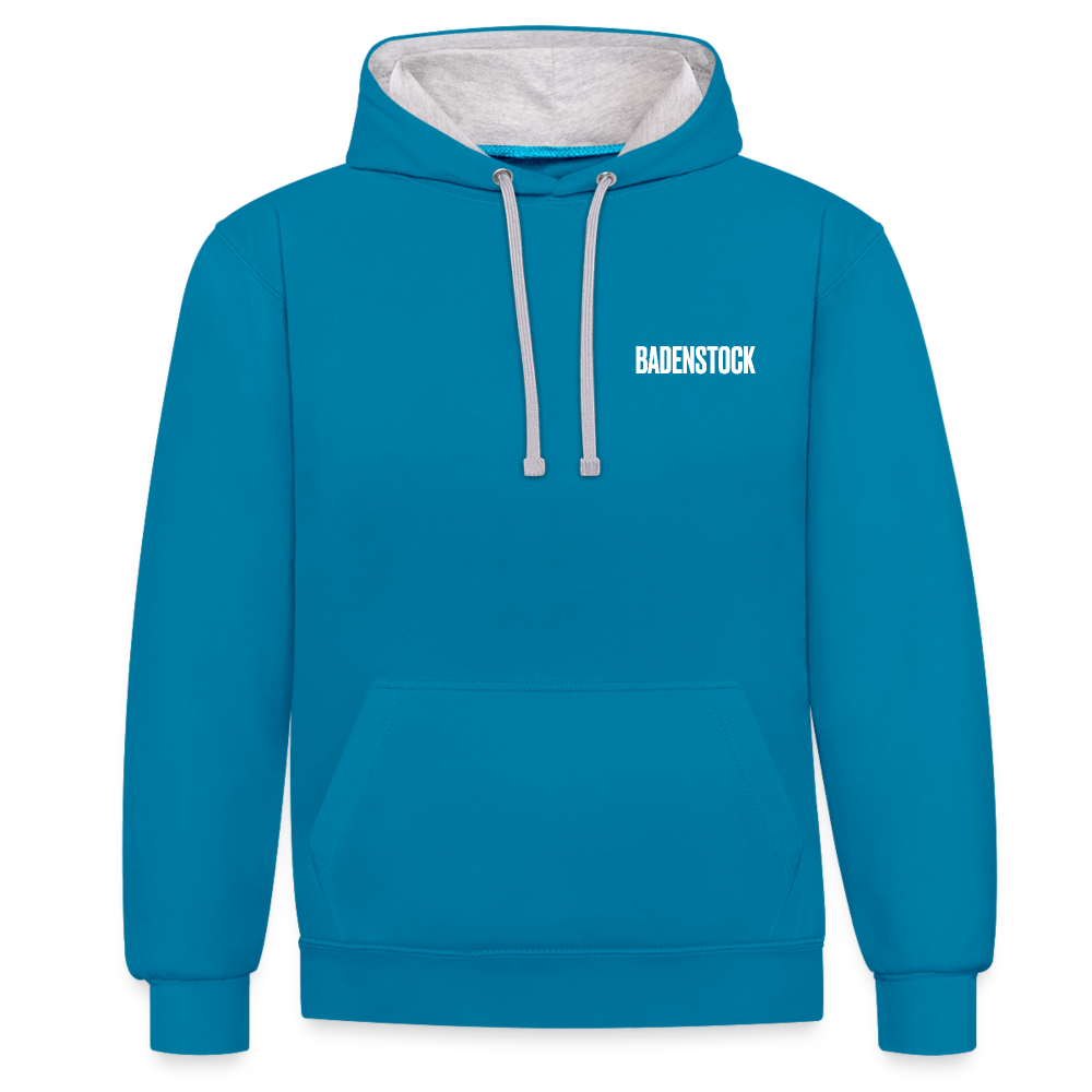 Badenstock Contrast Colour Hoodie (unisex) - peacock blue/heather grey