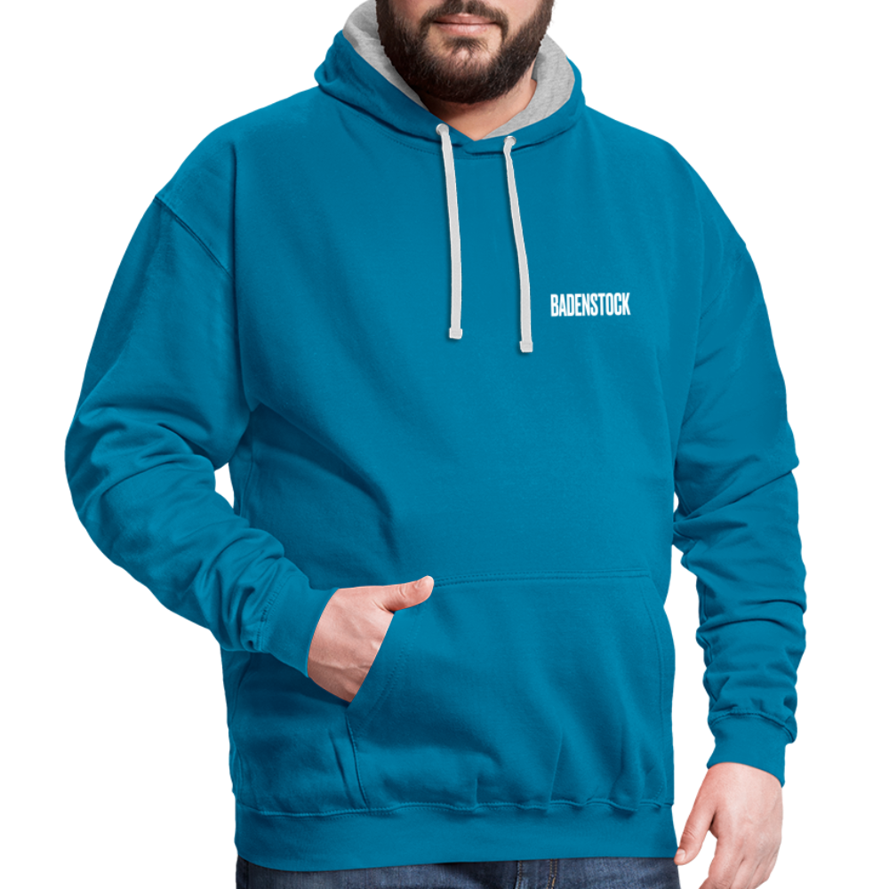 Badenstock Contrast Colour Hoodie (unisex) - peacock blue/heather grey