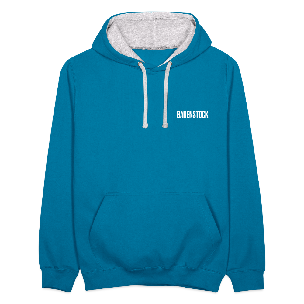 Badenstock Contrast Colour Hoodie (unisex) - peacock blue/heather grey