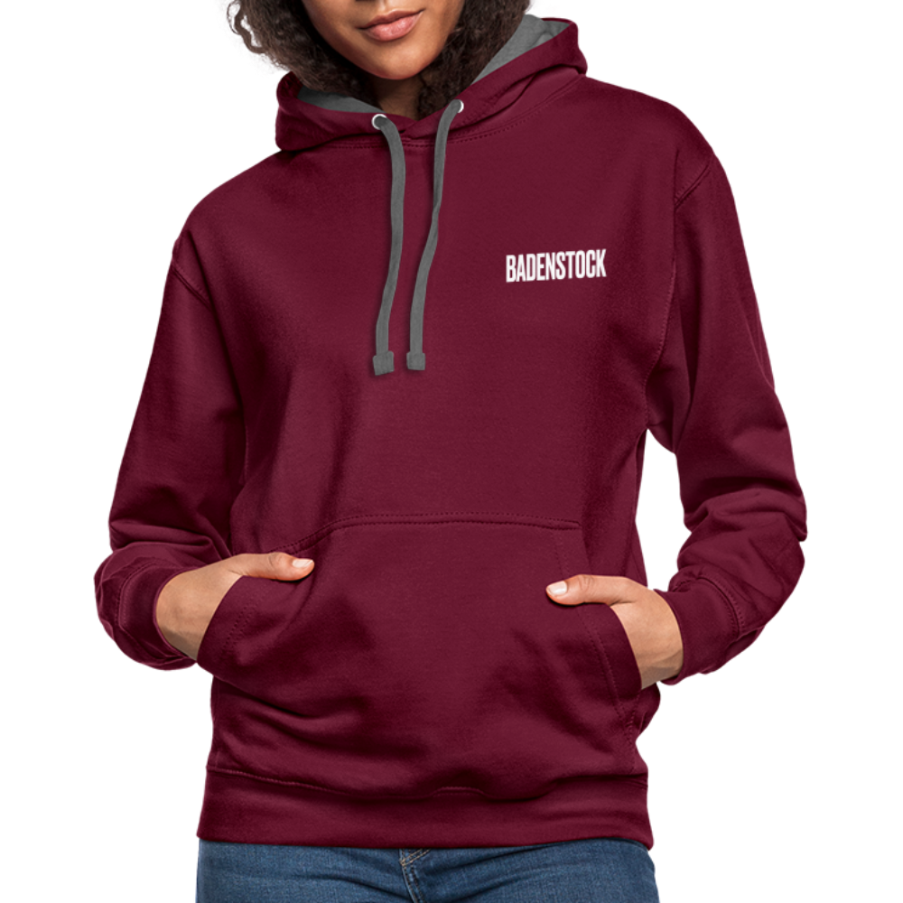 Badenstock Contrast Colour Hoodie (unisex) - burgundy/charcoal