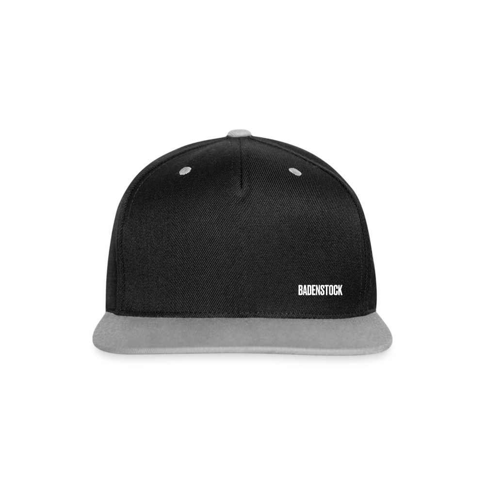 Badenstock Contrast Snapback Cap White logo front - black/grey