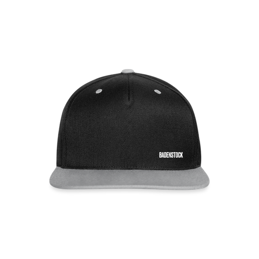 Badenstock Contrast Snapback Cap White logo front - black/grey