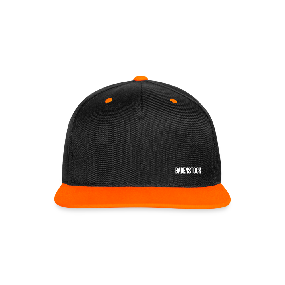 Badenstock Contrast Snapback Cap White logo front - black/neon orange