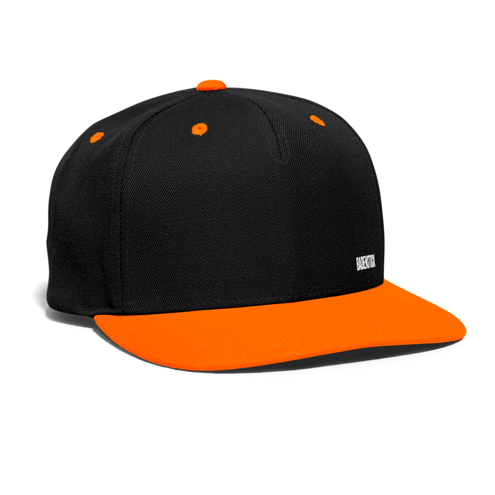 Badenstock Contrast Snapback Cap White logo front - black/neon orange