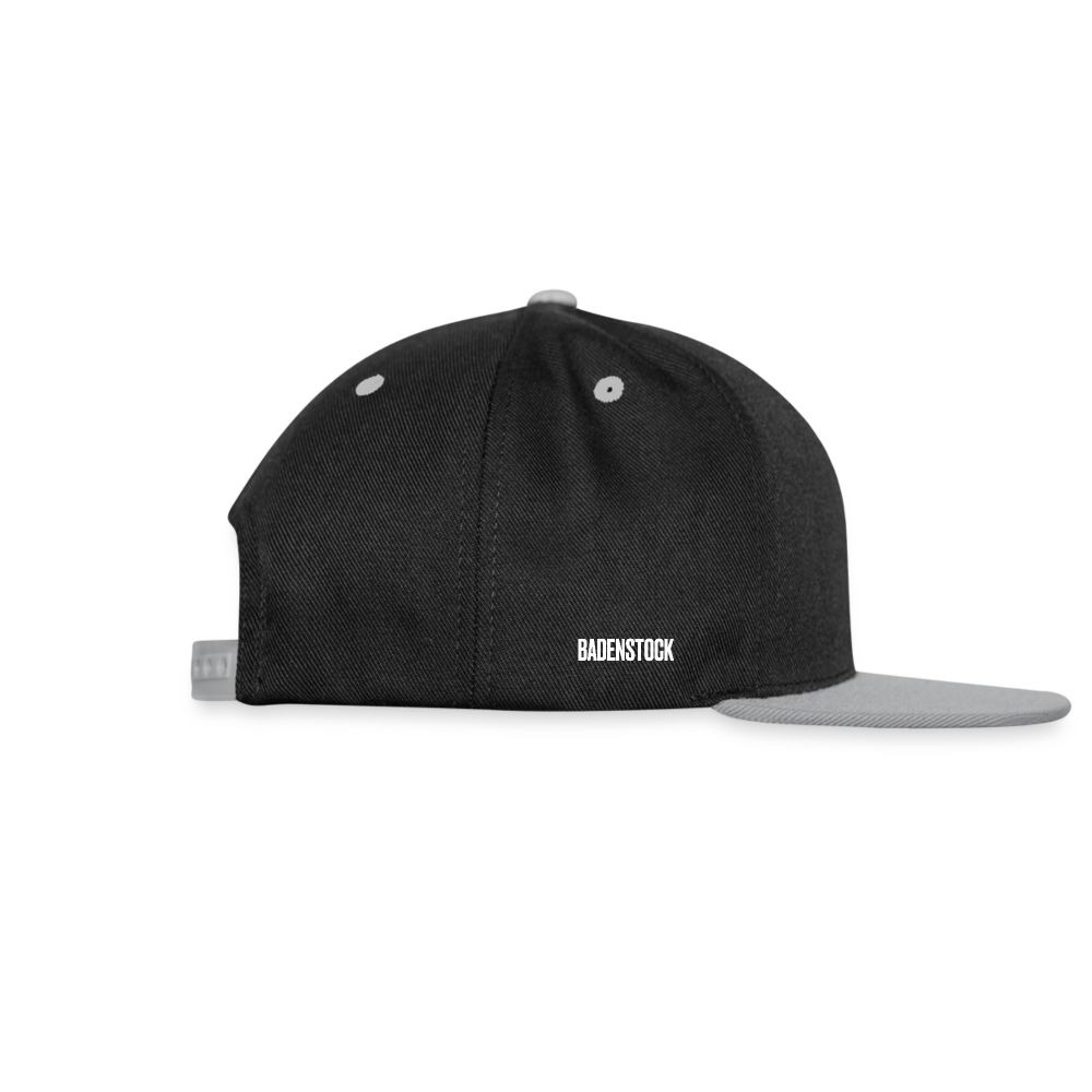 Badenstock Contrast Snapback Cap (2x white logo) - black/grey