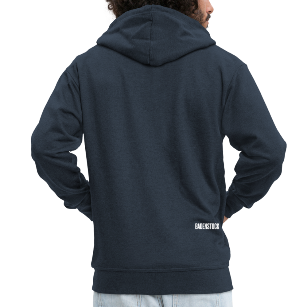 Badenstock Men's Premium Hooded Jacket small white logo on back - navy