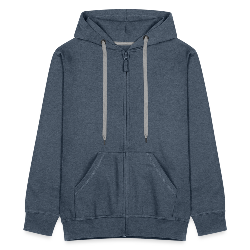 Badenstock Men's Premium Hooded Jacket small white logo on back - heather denim