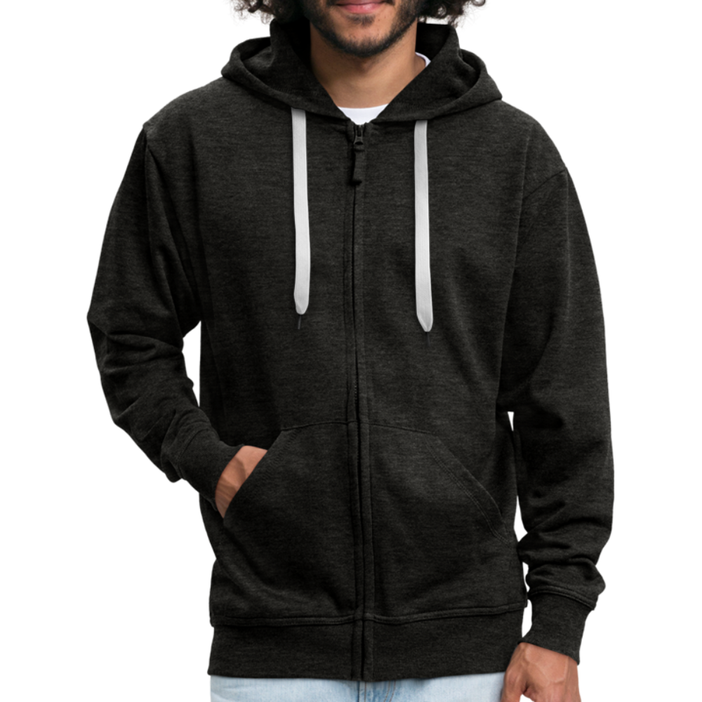 Badenstock Men's Premium Hooded Jacket small white logo on back - charcoal grey