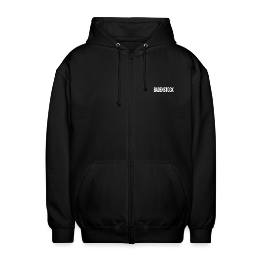 Badenstock Unisex Hooded Jacket white logo on front - black